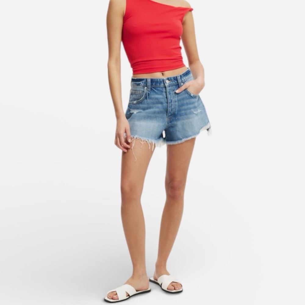 COTTON ON RELAXED DENIM SHORT SIZE 6 DESTRUCTED RELAXED JEAN SHORTS 100% COTTON